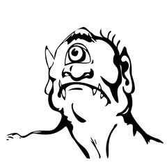 cyclops linear lines vector fairy tale character drawing cartoon monster
