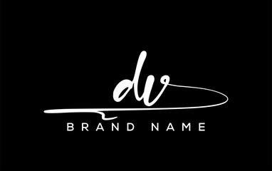 DV letter beauty handwriting vector logo.