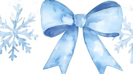 Whimsical Blue Bow with Snowflakes Pattern Design