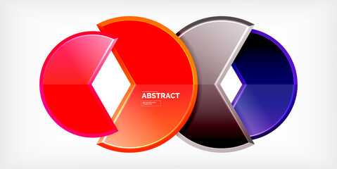 Glass reflective geometric round shapes background. Vector Illustration For Wallpaper, Banner, Background, Card, Book Illustration, landing page