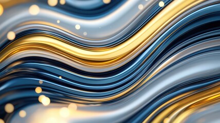 Vibrant abstract swirl of gold and silver, blending elegance and dynamism in a captivating visual display.