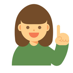 指し示す笑顔の女性のイラスト
