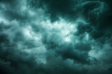 Obraz premium A plane flying through a dark cloud filled sky
