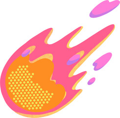 Meteorite with fire cartoon, falling meteor shape, hand drawn digital painting illustration © 3dcr3at3