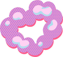 Flash Cloud Sign in pop art style, heart-shaped smoke, hand drawn digital painting illustration