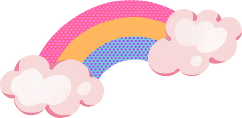 Flash Cloud Sign in pop art style, rainbow shape, hand drawn digital painting illustration