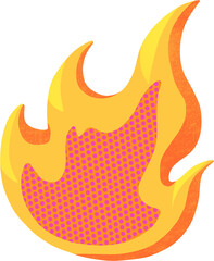 Flash Cloud Sign in pop art style, yellow and red flame shape, hand drawn digital painting illustration