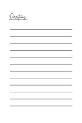 Lined Dorections Page for Recipe Card, Recipe Journal, Fillable Pages