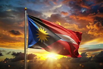 Slow Motion 3D Cloth Animation of Antigua Barbuda Flag in Stunning Detail for Visual Effects and Artistic Use