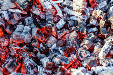 A pile of wood that has been burned