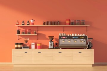 Fototapeta premium The coffee maker and coffee making equipment are on the counter