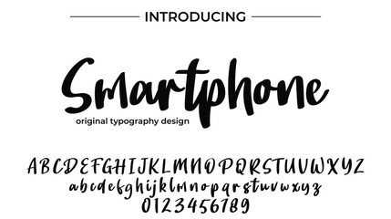 Smartphone Font Stylish brush painted an uppercase vector letters, alphabet, typeface