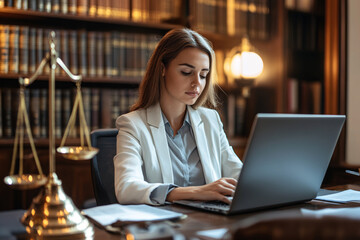 beautiful business lawyer woman working with a computer in office