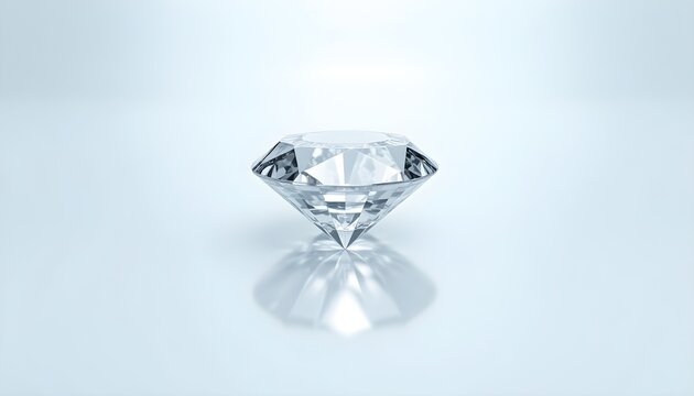 A single lab-grown diamond on a reflective surface symbolizes innovation and sustainability.