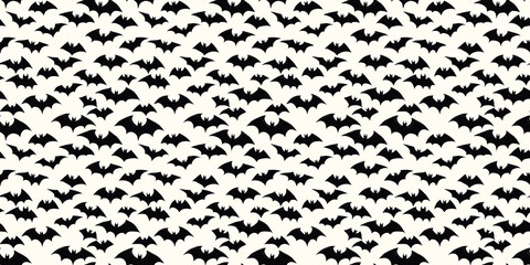 Bat pattern with spooky, Halloween-themed elements. Background seamless pattern.