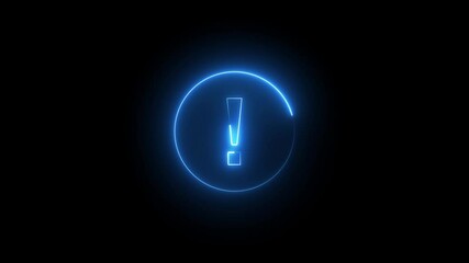 Futuristic glowing exclamation mark with plexus lines and glitter particles. Realistic bright night signboard. .