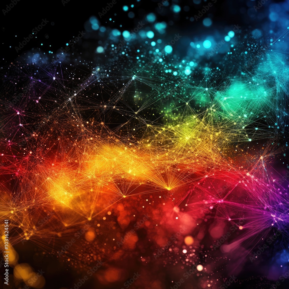 Wall mural abstract colorful background with lights and particles.