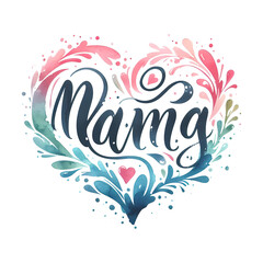 Watercolor Mama Text Illustration