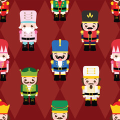 Cute Christmas nutcracker seamless pattern