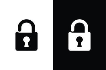 Classic Lock Silhouette Icon  Bold Black And White Vector.