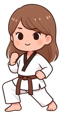 태권도,자세,여자,아이,만화,삽화,그림,귀여운