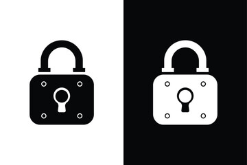 Classic Lock Silhouette Icon  Bold Black And White Vector.
