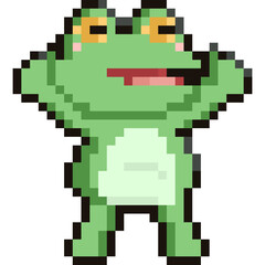 Cute Happy Green Frog Character