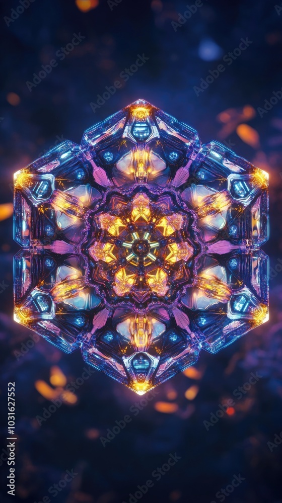 Wall mural an intricate mandala with vivid colors and luminous patterns, perfect for backgrounds and abstract a