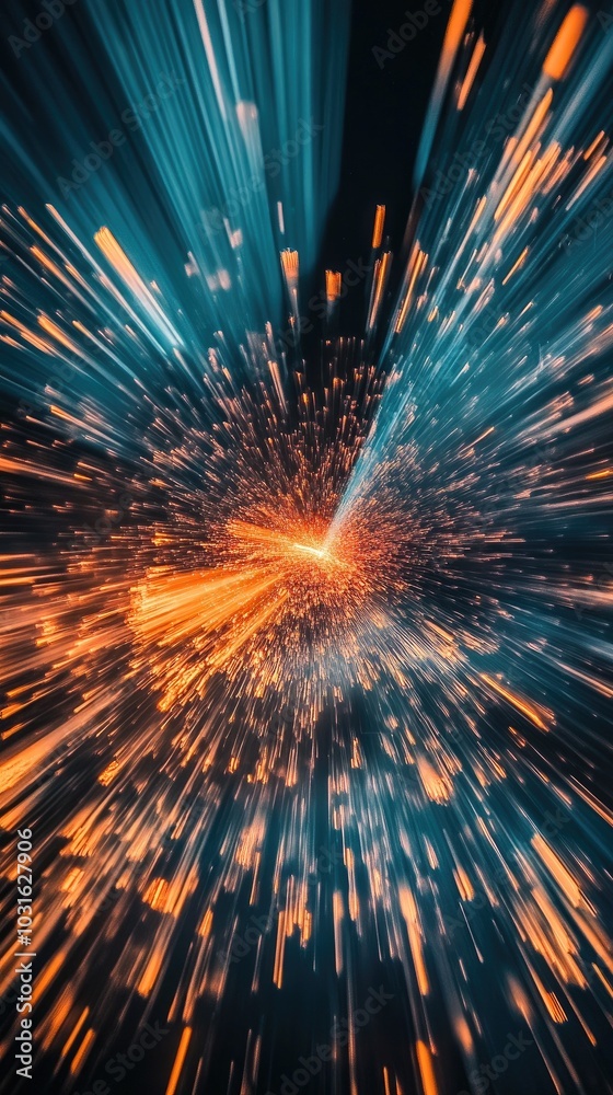 Canvas Prints dynamic abstract image depicting vibrant energy bursts and light trails in a mesmerizing explosion o