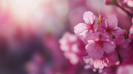 Fototapeta premium Delicate Pink Cherry Blossoms in Soft Light