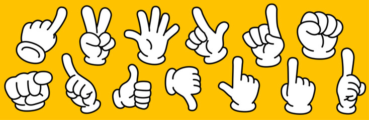 ハンドサインのアイコンイラストセット（白背景）