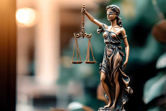 Lady Justice statue with scales and blindfold, symbolizing fairness, equality, and impartiality in law and justice. Iconic legal image representing the balance of justice