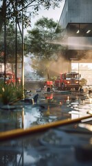 Obraz premium Create immersive 3D illustrations of emergency drills and simulations, preparing individuals and organizations for crises