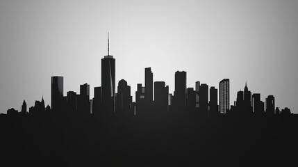 Naklejka premium Black and white city skyline silhouette.