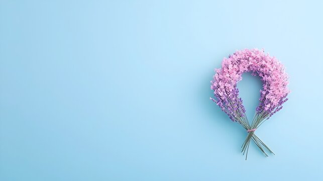 Lavender Flower and Ivy Leaves Arranged in the Shape of a Thai Letter Do Chada Botanical Typography Composition