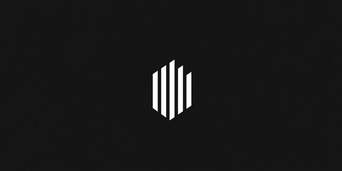 White geometric shape on black background.