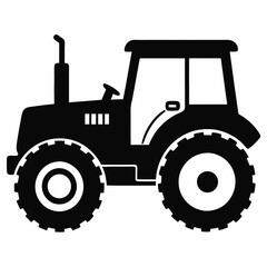 Black Tractor Silhouette Vector Illustration