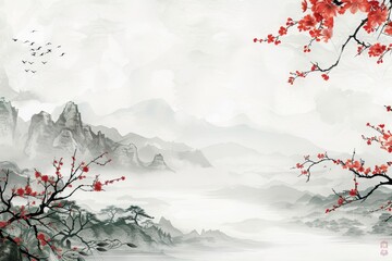 Chinese brush style paintings