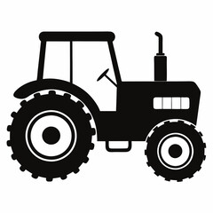 Black Tractor Silhouette Vector Illustration