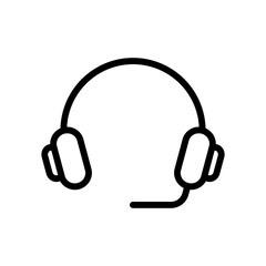 Simple black outline headphone icon isolated on white background