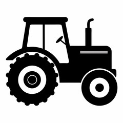 Black Tractor Silhouette Vector Illustration