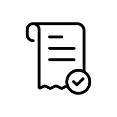 Simple black outline receipt paper icon. E-commerce and shopping icon