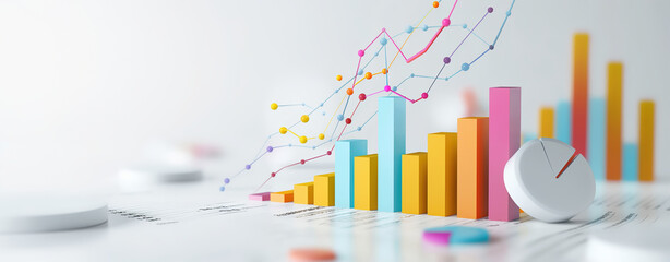 Obraz premium Vibrant bar graphs of financial growth