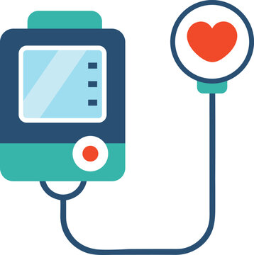 digital blood pressure monitor with red heart clip art preview