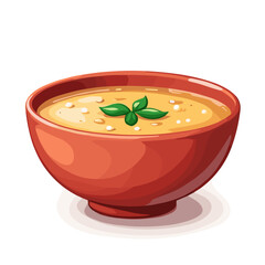 Vector corn soup illustration, creamy bowl icon