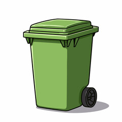 Vector green garbage bin illustration, waste management icon