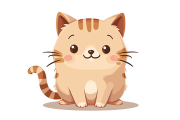 Obraz premium Adorable striped kitten vector, sitting cute cartoon cat on white background