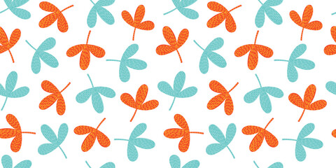 Bright funny seamless pattern with abstract leaves. Vector design for paper, cover, fabric, interior decor and other