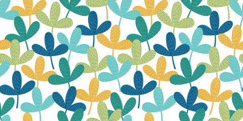 Bright funny seamless pattern with abstract leaves. Vector design for paper, cover, fabric, interior decor and other