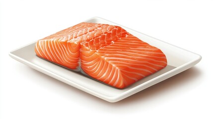 Simplified clip art of a salmon fillet with a focus on color and shape, perfect for a clean, modern look on a white background.